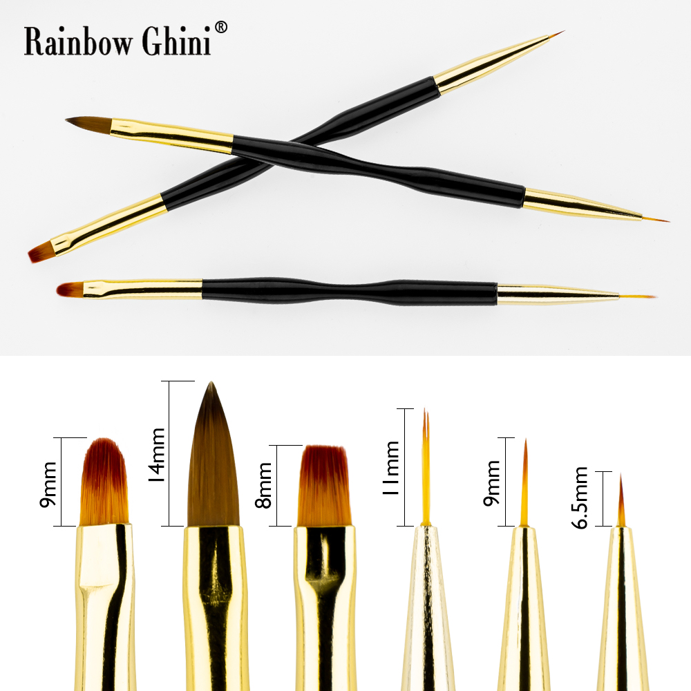 Rainbow Ghini 3Pcs/Set Dual He - Detailing Brush Set 评论和价格