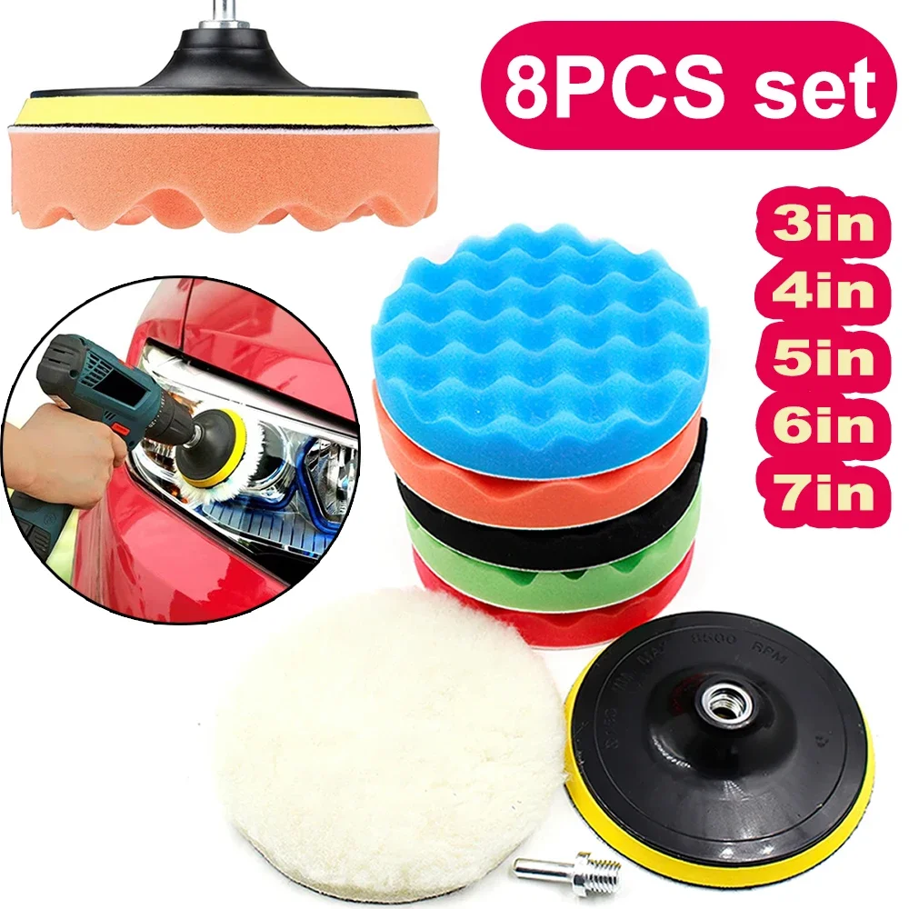 8Pcs Car Polishing Pads Kit 3/ - Polish Pad Set Buffer 评论和价格